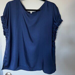 DKNY Blue Short Sleeve Blouse Size XL